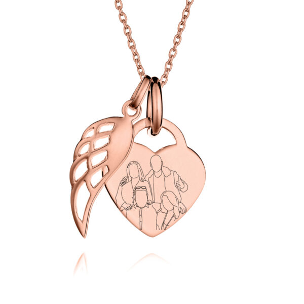 Rose Gold Angel Wing Illustration Necklace