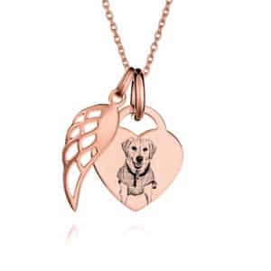 Rose Gold Angel Wing And Heart Necklace - Photo Jewellery