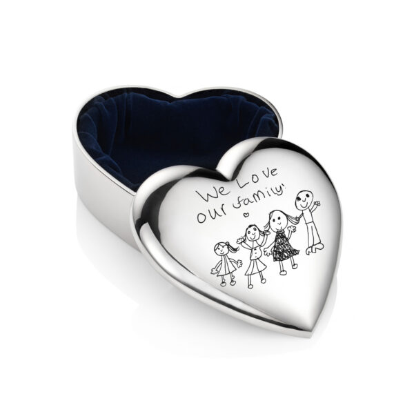 Silver Children's Drawing Heart Trinket Box