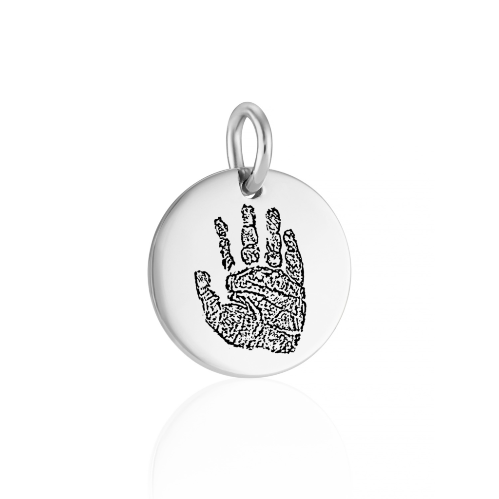 Silver Disc Handprint or Footprint Charm