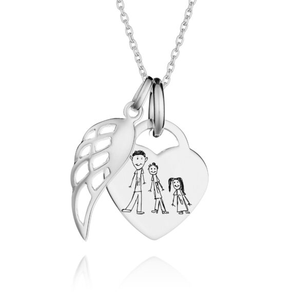 Small Angel Wing Children's Drawing Necklace