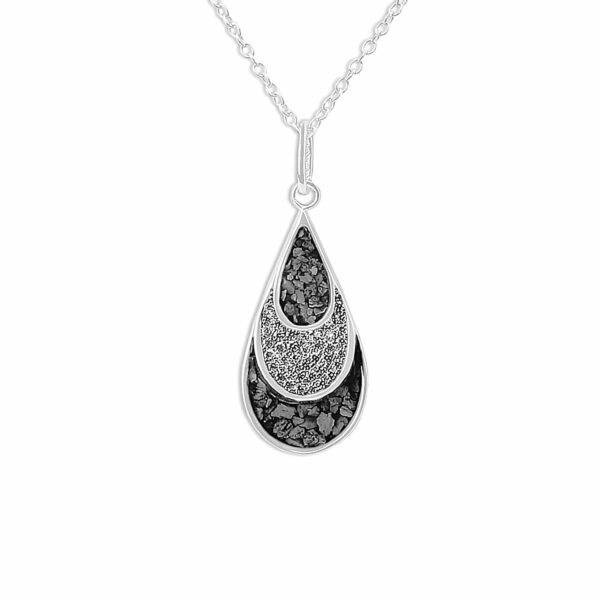 Black - Layered Teardrop Ashes Necklace - Ashes Jewellery