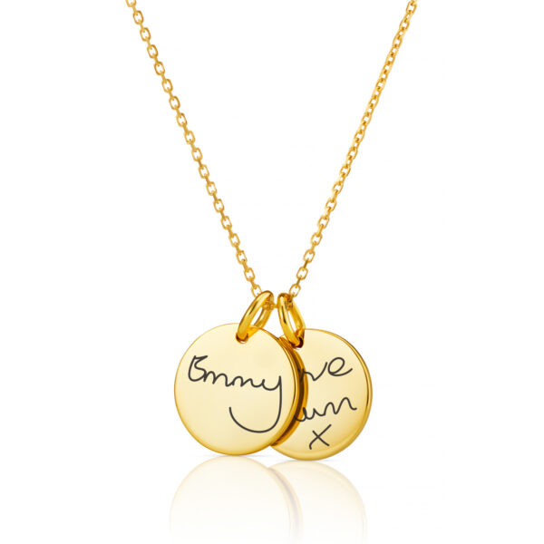 Gold Duo Disc Handwriting Necklace - Handwriting Jewellery