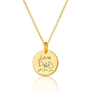 Gold Disc Handwriting Necklace - Memorial Jewellery - Handwriting Jewellery - Inscripture