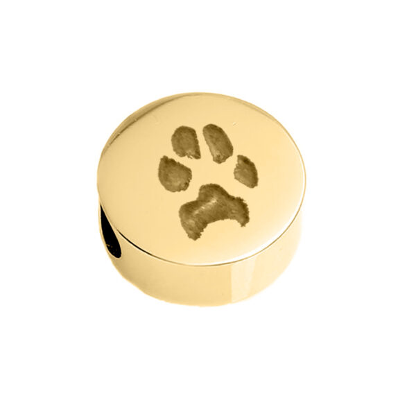 Gold Circle Paw Print Pandora Charm - Pet Memorial Jewellery