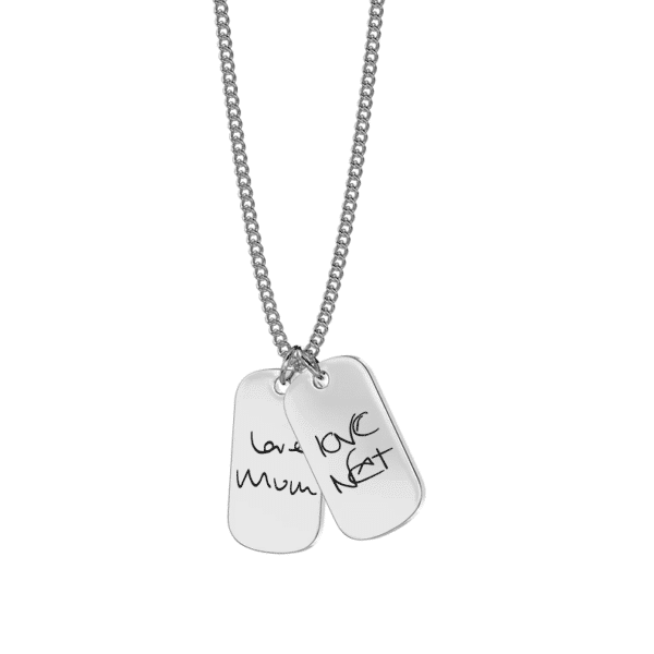 Double Tag Handwriting Necklace - Hypoallergenic Memorial Jewellery