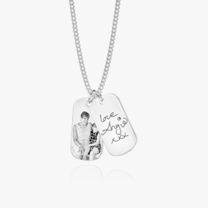 Double Tag Handwriting Necklace - Hypoallergenic Memorial Jewellery