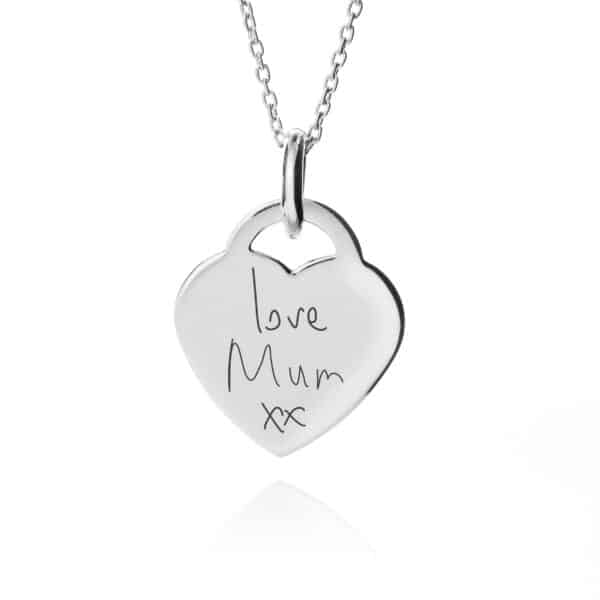 Silver Heart Handwriting Necklace - Handwriting Jewellery - Memorial Jewellery