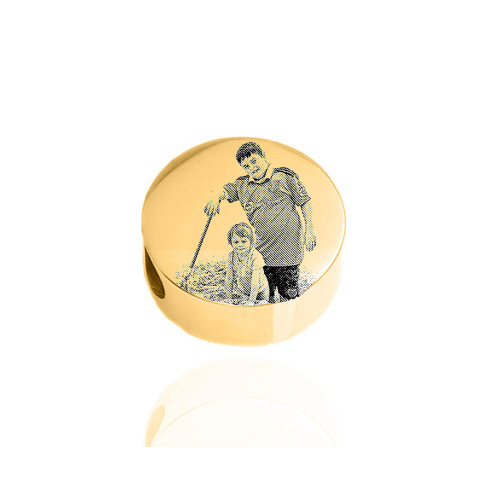 Gold Pandora Circle Photo Charm - Photo Jewellery - Personalised Pandora Charm