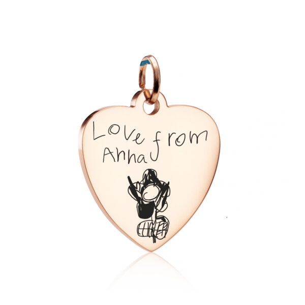 Rose Gold Children's Drawing Heart Charm - Artwork Jewellery