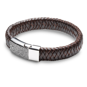 Brown Leather Ashes Fingerprint Bracelet - Ashes Jewellery - Photo Jewellery