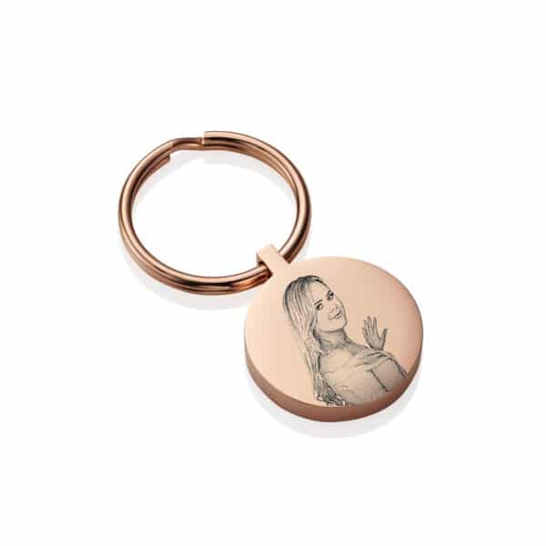 Rose Gold Engraved Photo Keyring - Photo Gifts - Memorial Gifts