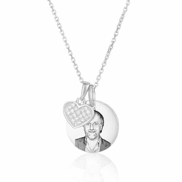 Silver Heart Disc Photo Necklace - Photo Necklace - Memorial Jewellery
