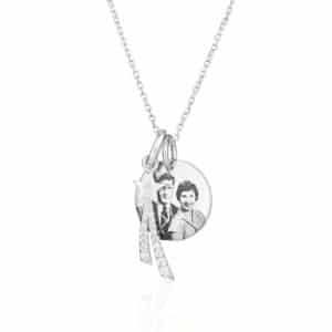 Silver Shooting Star Disc Photo Necklace - Photo Jewellery - Memorial Jewellery