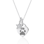 Sterling Silver Heart and Star Necklace Paw Print