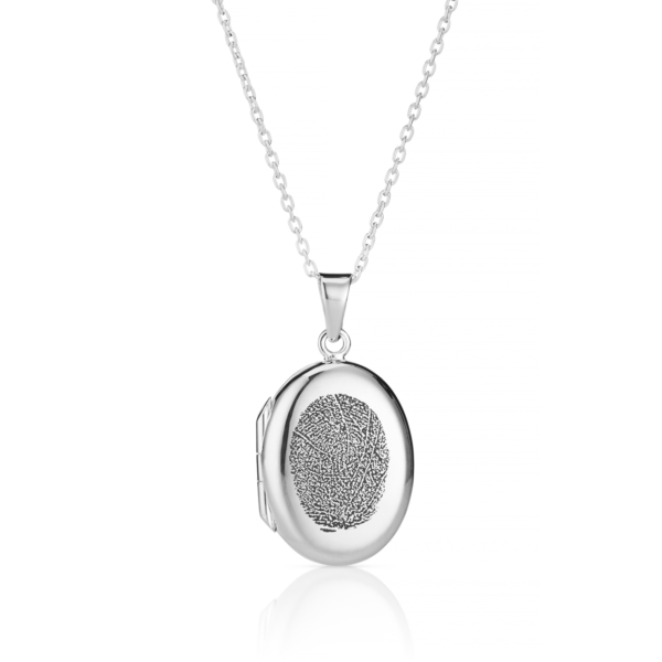Sterling Silver Oval Locket Necklace fingerprint
