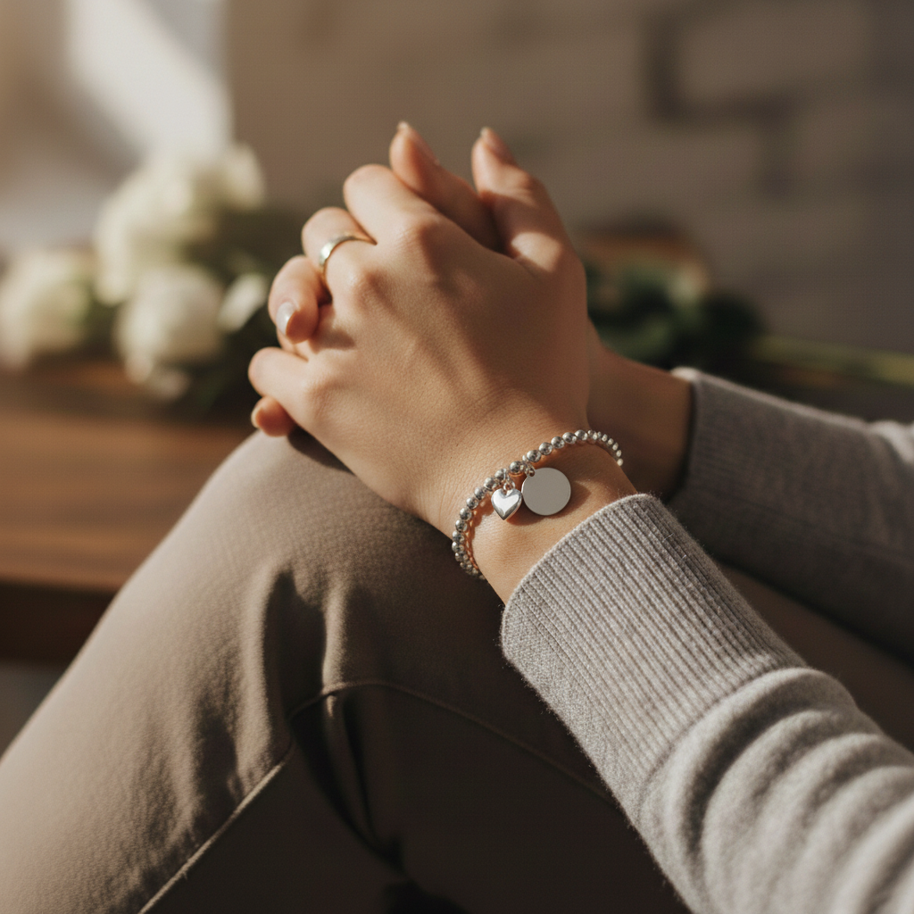 Sterling Silver Disc Duo Fingerprint Bracelet - Memorial Jewellery - Fingerprint Jewellery - Inscripture