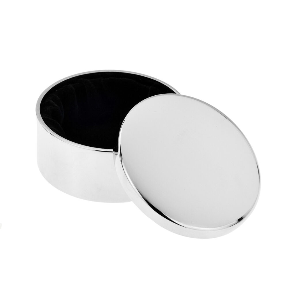 Round Silver Fingerprint Trinket Box - Fingerprint Gifts - Memorial Gifts