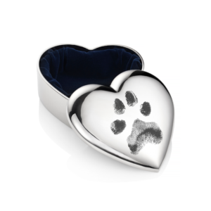 Silver Heart Paw Print Trinket Box - Paw Print Gifts - Memorial Gifts - Inscripture
