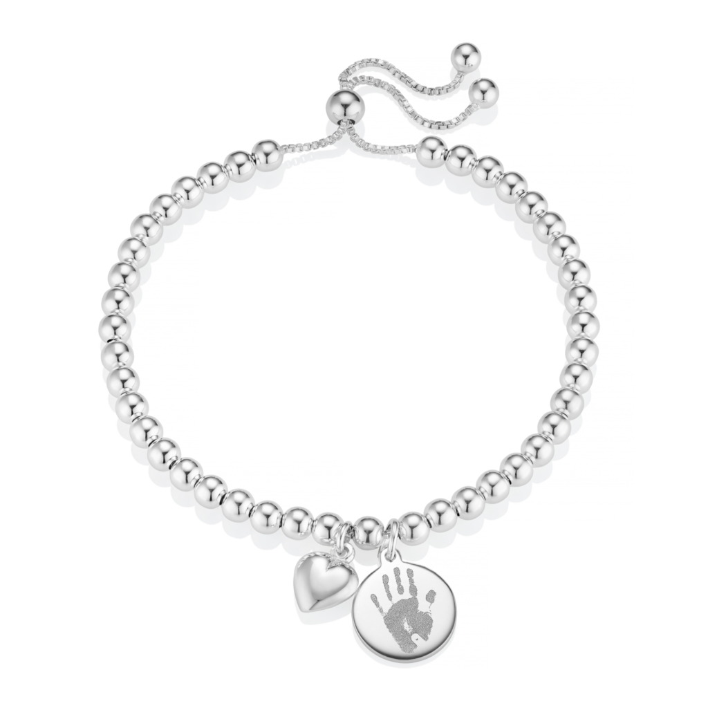 Sterling Silver Duo Disc Handprint or Footprint Bracelet - Handprint or Footprint Jewellery - Inscripture - Memorial Jewellery