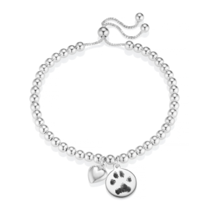 Sterling Silver Duo Disc Paw Print Bracelet - Paw Print Jewellery - Inscripture - Memorial Jewellery