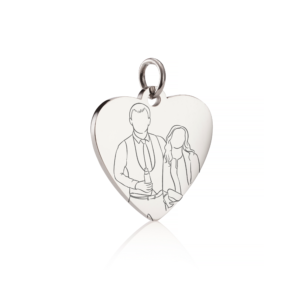 Silver Illustration Heart Charm Memorial Jewellery - Inscripture - Illustration Jewellery