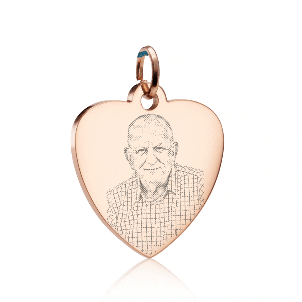 Rose Gold Photo Heart Charm - Memorial Jewellery - Inscripture - Photo Jewellery