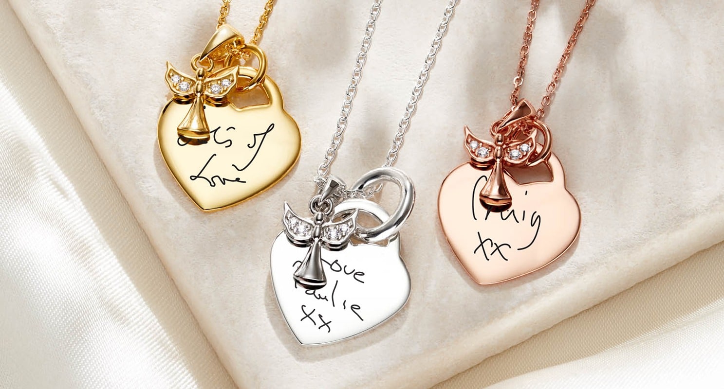 handwriting engraved necklaces