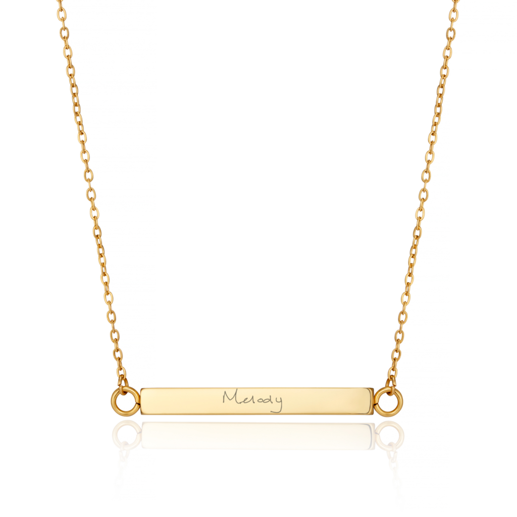 Gold Bar Handwriting Necklace - Handwriting Jewellery - Inscripture - Memorial Jewellery