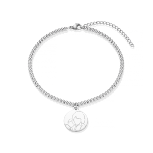 Silver Disc Illustration Beaded Bracelet - Memorial Jewellery - Illustration Jewellery - Inscripture