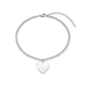 Silver Illustration Beaded Heart Bracelet - Illustration Jewellery - Memorial Jewellery - Inscripture