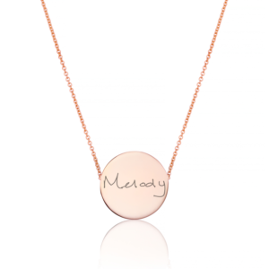 Rose Gold Disc Handwriting Necklace - Handwriting Jewellery - Memorial Jewellery - Inscripture