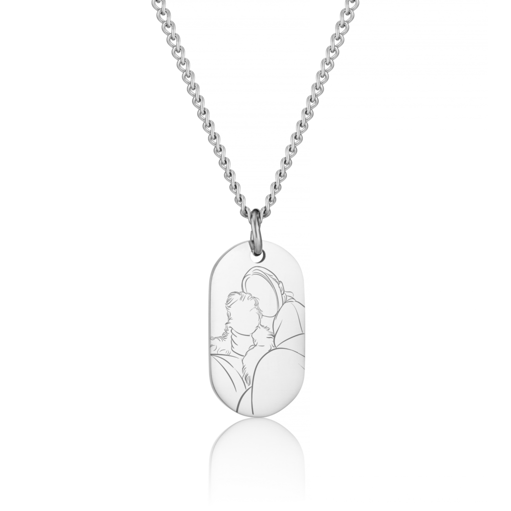 Dog Tag Illustration Necklace - Illustration Jewellery - Memorial Jewellery - Inscripture