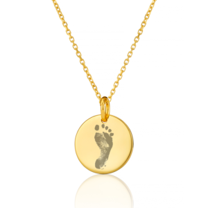 Gold Disc Handprint or Footprint Necklace Handprint or Footprint Jewellery Memorial Jewellery - Inscripture