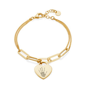 Gold Handprint or Footprint Link Bracelet - Handprint or Footprint Bracelet - Memorial Jewellery - Inscripture