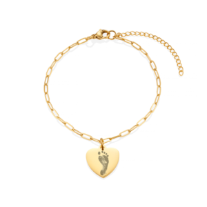 Gold Heart Handprint or Footprint Bracelet - Handprint or Footprint Jewellery - Memorial Jewellery - Inscripture