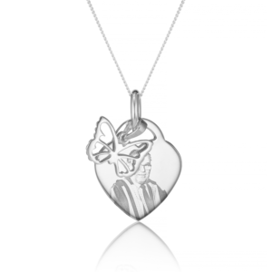 Sterling Silver Butterfly Photo Necklace - Memorial Jewellery - Inscripture - Photo Jewellery