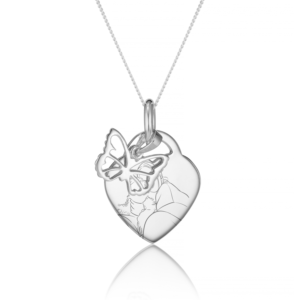 Sterling Silver Butterfly Illustration Necklace - Memorial Jewellery - Illustration Jewellery - Inscripture