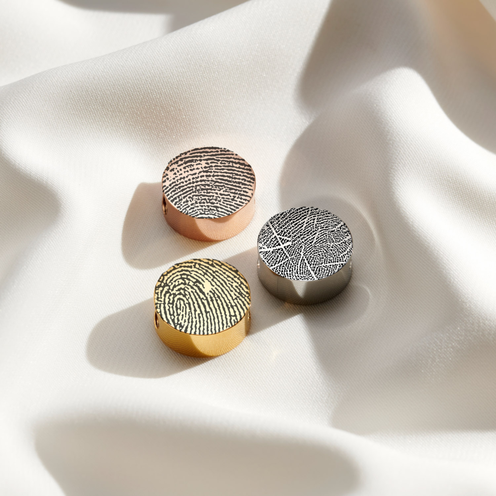 Gold Circle Pandora Compatible Fingerprint Charm - Fingerprint Jewellery - Inscripture - Memorial Jewellery