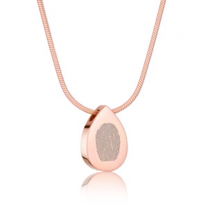 Rose Gold Teardrop Fingerprint Necklace Fingerprint Jewellery - Inscripture - Memorial Jewellery