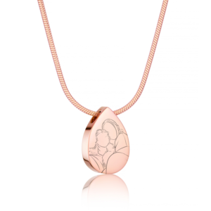 Rose Gold Teardrop Illustration Necklace - Illustration Jewellery - Memorial Jewellery - Inscripture