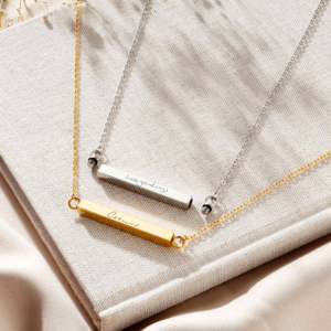 Gold Ashes Bar Handwriting Necklace - Handwriting Jewellery - Memorial Jewellery - Inscripture - Self-fill Jewellery