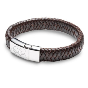 Brown Leather Cuff Illustration Bracelet - Memorial Jewellery - Illustration Jewellery - Inscripture