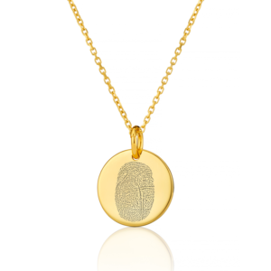 Gold Disc Fingerprint Necklace - Fingerprint Necklace - Memorial Jewellery - Inscripture