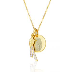 Gold Shooting Star Fingerprint Necklace Fingerprint Jewellery - Inscripture - Memorial Jewellery