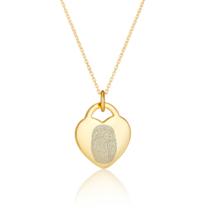 Gold Heart Fingerprint Necklace - Memorial Jewellery - Inscripture - Fingerprint Jewellery