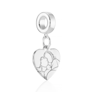 Pandora Compatible Heart Illustration Charm - Memorial Jewellery - Illustration Jewellery - Inscripture
