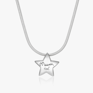 Silver Star Ashes Necklace - Handwriting Jewellery - Memorial Jewellery - Inscripture - Self-fill Jewellery