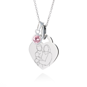 Sterling Silver Birthstone Illustration Necklace - Illustration Necklace - Memorial Jewellery - Illustration Jewellery