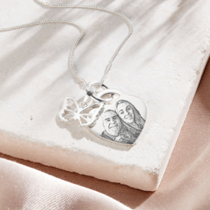 Sterling Silver Butterfly Photo Jewellery - Inscripture - Memorial Jewellery - Photo Jewellery